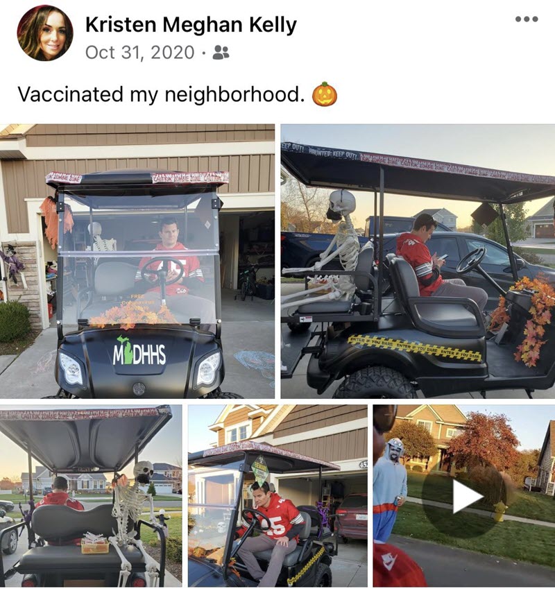 Kristen Kelly Halloween post mocking Covid vaccinations